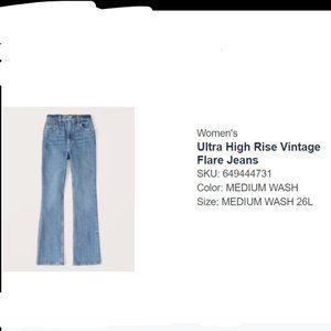 Abercrombie & Fitch The 70's Vintage Flare Ultra High Rise 26L